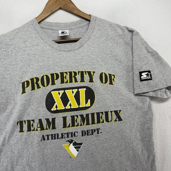 Vintage Pittsburgh Penguins Shirt Men's Large Gray Team Lemieux Starter 90s - Picture 2 of 7